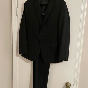 Alfani Slim Fit Stretch Solid Black Men's Suit - 40R & 34x30